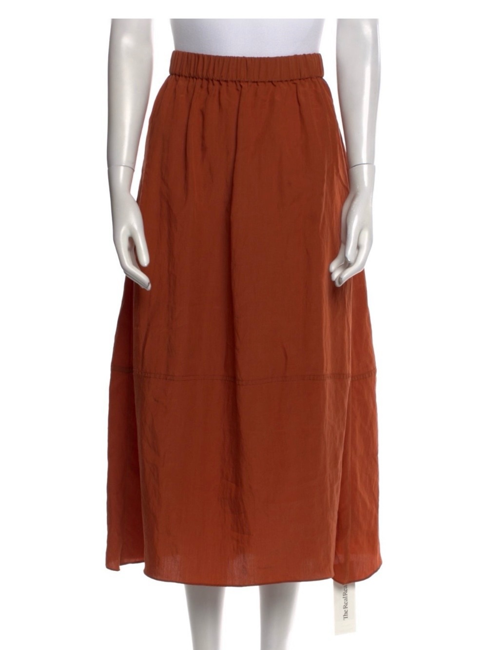 Vince Skirt, Tiered bubble shaped Midi Skirt burnt orange, small.